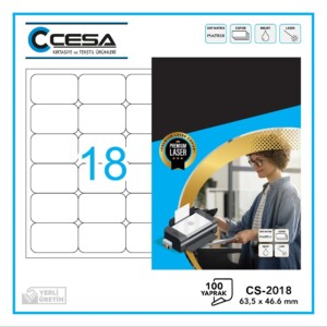 CS-2018 Kendinden Yapışkanlı A4 Lazer Etiket 63,5x46,6 mm
