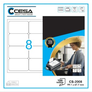 CS-2008 Kendinden Yapışkanlı Renki A4 Lazer Etiket 99,1×67,7 mm