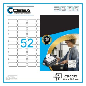 CS-2052 Kendinden Yapışkanlı Renki A4 Lazer Etiket 46,4x21,2 mm