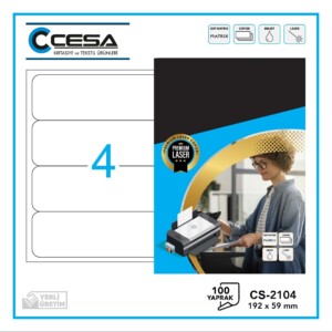 CS-2104 Kendinden Yapışkanlı Renki A4 Lazer Etiket 192×59 mm