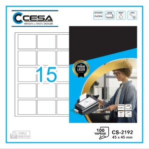 CS-2192 Kendinden Yapışkanlı Renki A4 Lazer Etiket 45×45 mm