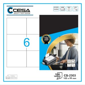 CS-2303 Kendinden Yapışkanlı Renki A4 Lazer Etiket 105×99 mm