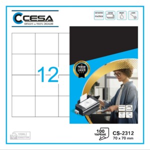 CS-2312 Kendinden Yapışkanlı Renki A4 Lazer Etiket 70×70 mm