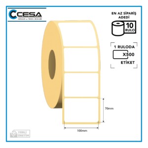 Termal Barkod Etiketi 100x70 mm 500 Sarım 10 Rulo
