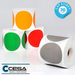 70 mm Çap Etiketi (1 Rulo = 500 Adet) (1 Paket = 5 Rulo)